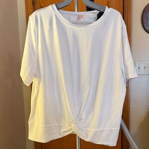 Elegant White Knot Front Women's Tee jinkesi size 2X. Like new